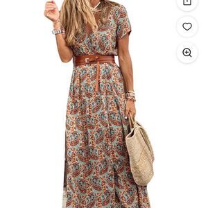 NWT Paisley Print Maxi Dress with Belt